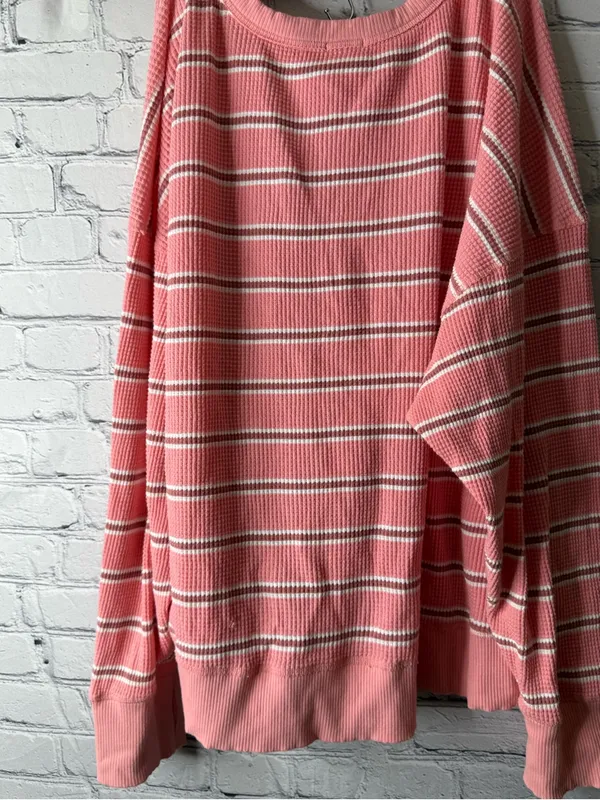 Offline by aerie oversized Striped Pink Waffle Knit Sweater size large - Image 8
