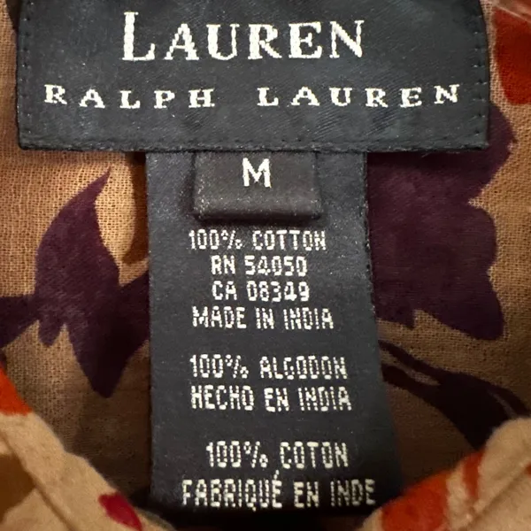 Lauren Ralph Lauren Paisley Floral Blouse Women's Medium‎ Career Preppy Classic - Image 4