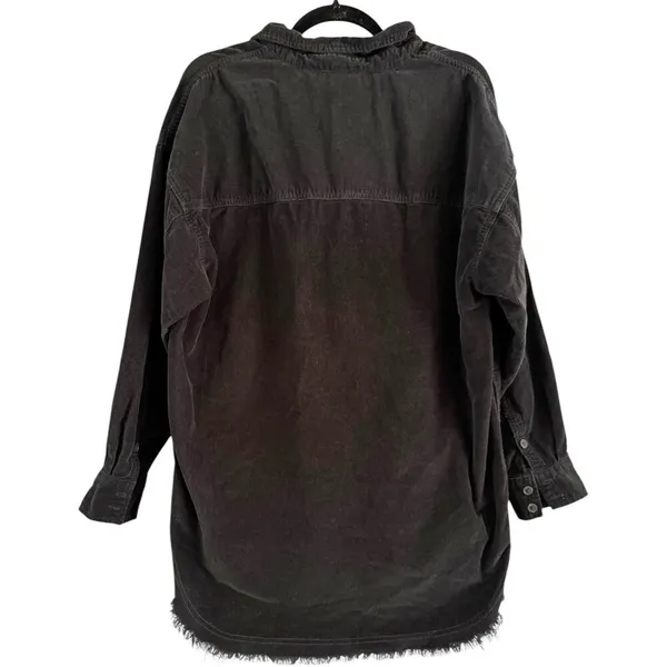Aerie Offline Dark Gray Corduroy Pullover Frayed Trucker Shirt Size Medium￼ - Image 2