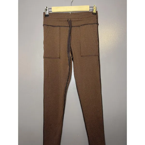 OFFLINE By Aerie Leggings Womens Medium Brown Houndstooth Stretch Ankle Pants - Image 2