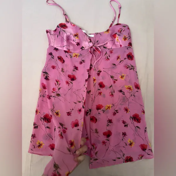 Victoria's Secret Pink Floral Satin Slip Chemise - Image 3
