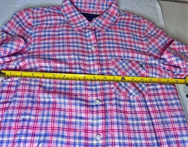 Tommy Hilfiger | Women’s Long Sleeve Plaid Pattern Button Down Blouse Top Sz S/P - Image 5