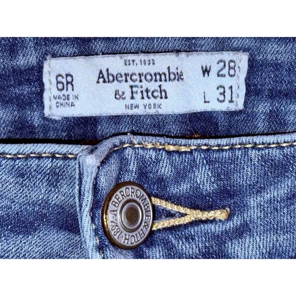 Abercrombie & Fitch Blue Denim High Rise Skinny Straight Leg Jeans Women W28 L31 - Image 3
