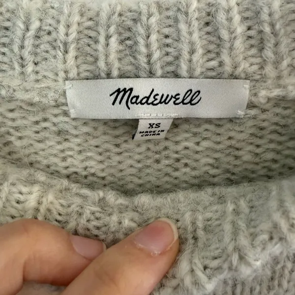 Madewell Wool Blend Crewneck Wedge Long Sleeve Sweater XS - Image 6