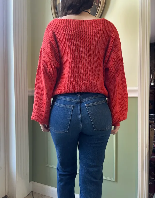 SHEIN Orange ruched tie sweater - Image 2