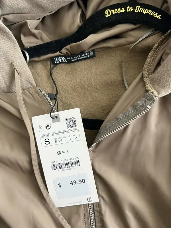 ZARA Womens Hooded Ruffle Zip Jacket - Image 2