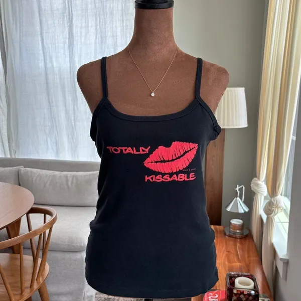 Y2K Vintage David and Goliath Totally Kissable Tank Top Cami Bimbocore Glam XL - Image 10