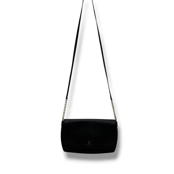 Kate Spade New York Black Saffiano Leather Crossbody Bag Gold Hardware Flap Snap - Image 5