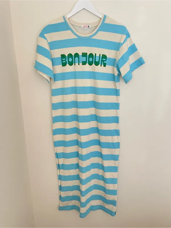 Anthropologie Sundry Short-Sleeve Rugby Stripe Bonjuour Midi T-shirt Dress - Image 5
