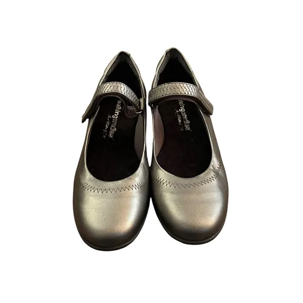 Walking Cradles Mary Jane Flats Comfort Strap Low Heel Metallic Gray 7N - Image 6