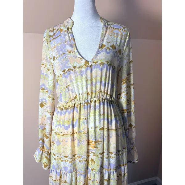 Shyanne Maxi Dress‎ Womens XS Multicolor Excellent Southwestern Tiered V-Neck - Image 6