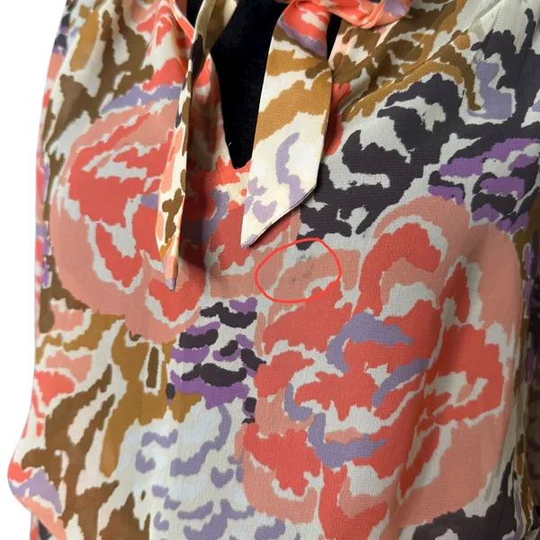Ralph Lauren BOHO Retro Sheer Chiffon Dress Womens 4 Tie‎ Neck Smocked Indie - Image 9
