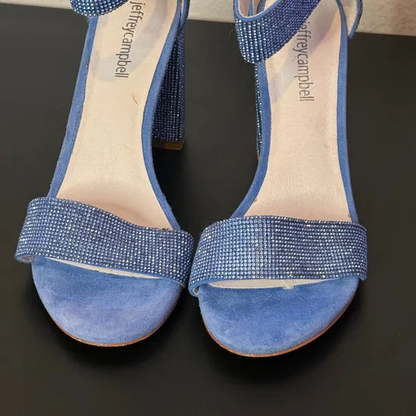 Jeffrey Campbell Blue Rhinestone Block Heels Mismatched Size Left 7.5 Right 8 - Image 14