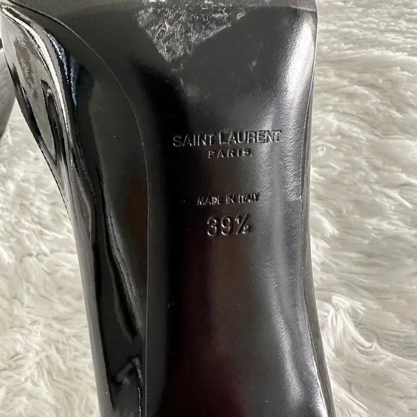 Saint Laurent YSL Anja Black 110 Patent Leather Pumps Shoes Italy Sz 39.5 39 1/2 - Image 8
