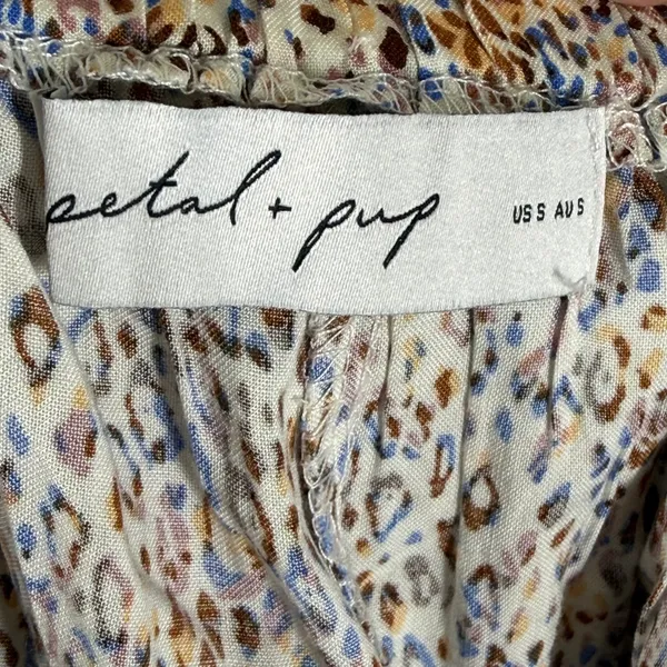 Petal‎ + Pup Blue Brown Animal Print Rayon Midi Skirt Womens Size US 6 Small - Image 2