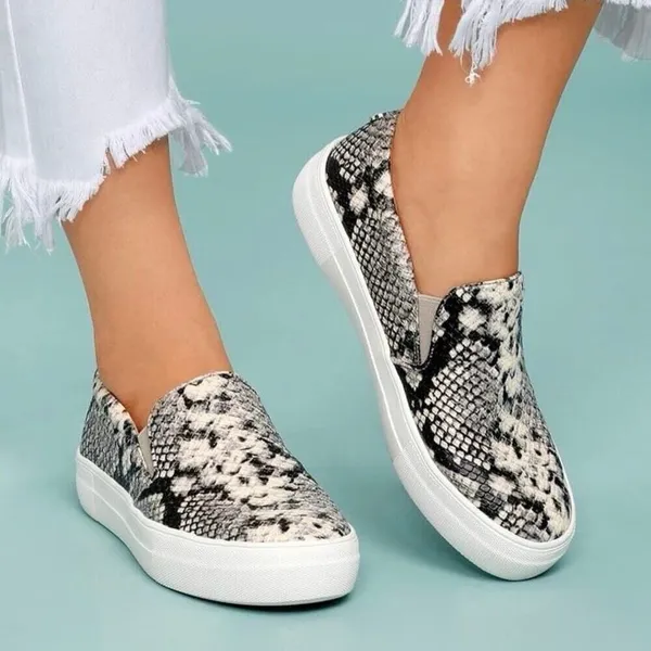 Steve Madden Gills Natural Snake Embossed Vegan Leather Slip-On Sneakers Size 7 - Image 11
