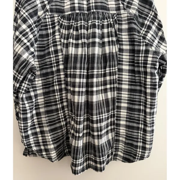 Free People We The‎ Free Indigo Skies White/Black Plaid Shirt Women's Size Small - Image 6