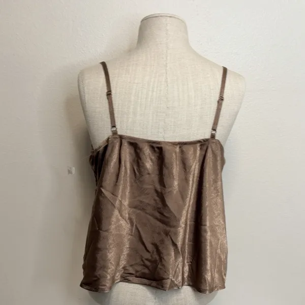 No Boundaries Babydoll Sz XXL Camisole Y2K Top Beige‎ Lace Trim Bow Detail - Image 5