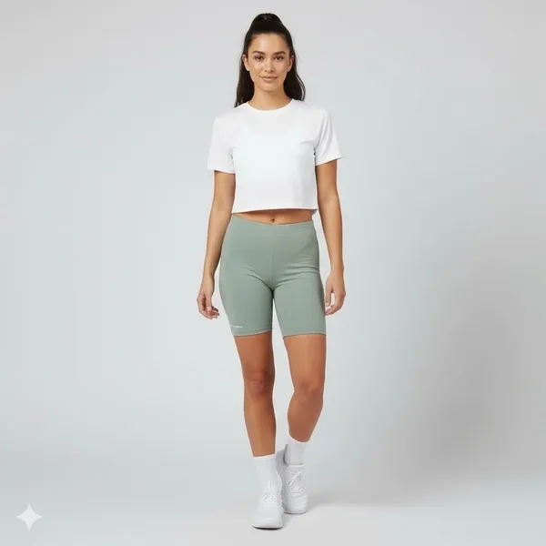 White Fox Signature Bike Shorts Sage Green‎ XS Lounge Activewear Workout - Image 2