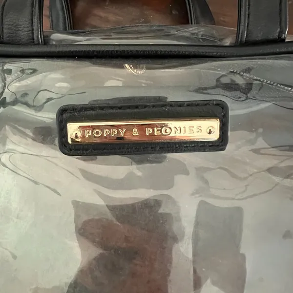 Poppy & Peonies Clear Square Bag Black - Image 2