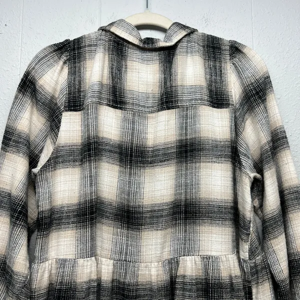 American Eagle Plaid Flannel Long Sleeve Shirt Dress Womens Large Y2K Grunge - Image 9