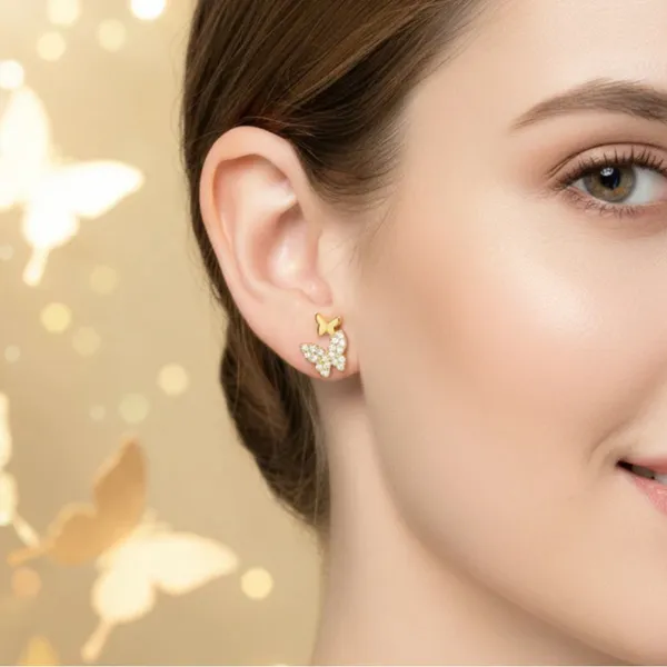 Gold Butterfly Earrings - Image 4