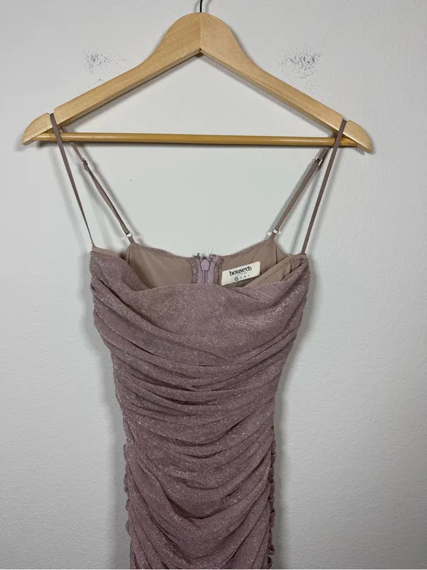 House of CB Ella Pale Pink Sparkle Mesh Mini Dress XS - Image 11