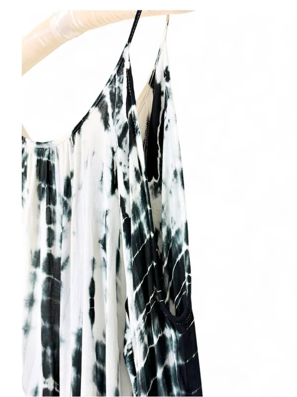 Elan Woman’s Boho White/Black Tie Dye Cold Shoulder Peek-A-Boo Blouse Top Size M - Image 8