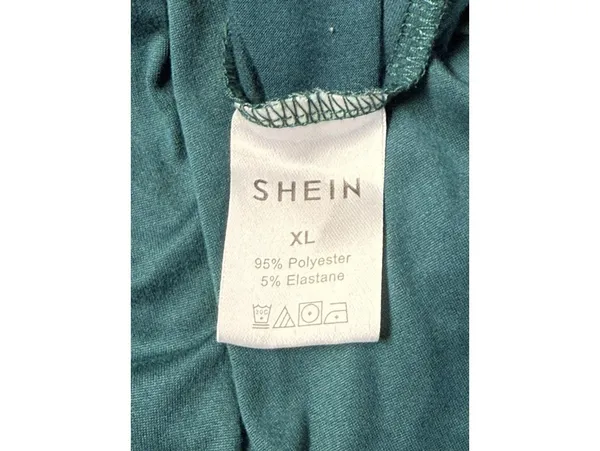 SHEIN Teal Ruched Maternity Midi Dress Women's XL Long Sleeve Bodycon - Image 2