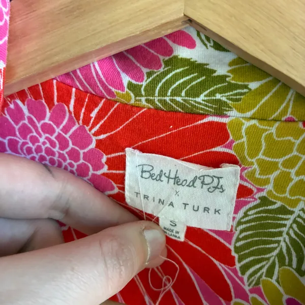 Bed Head PJs + Trina Turk pink yellow floral pajama set women's S organic cotton - Image 3