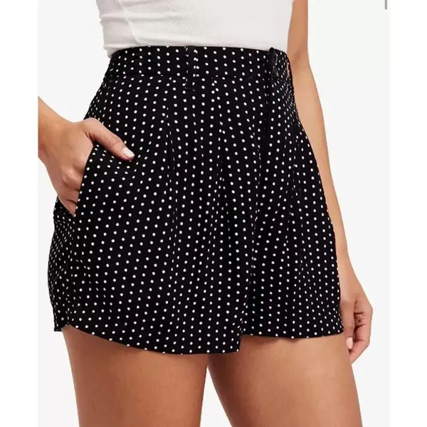 NWT Free People Magdalene High Waist Polka Dot Rayon Shorts Pocket 2 Black White - Image 13