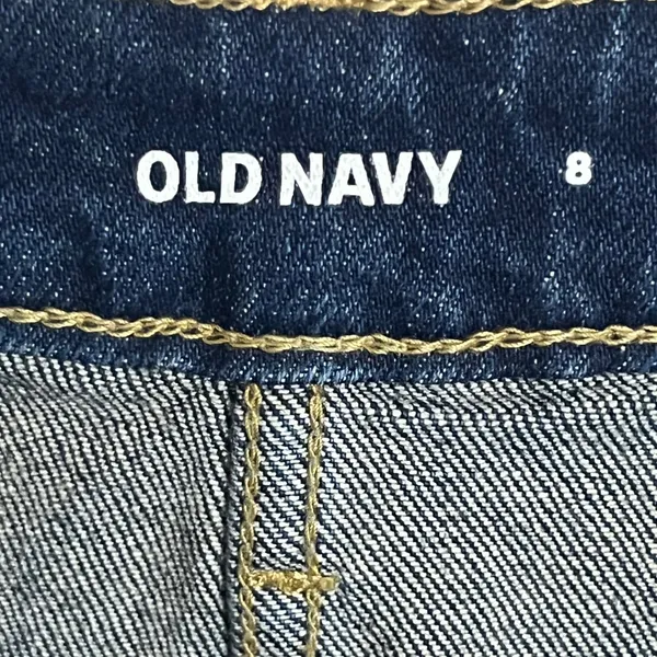 Old Navy High Rise Denim Mini Skirt Tonya Dark‎ Wash Button Fly Raw Hem Size 8 - Image 6