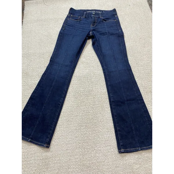 American Eagle Kick Boot Jeans Womens 4 Blue Medium Wash Mid Rise Stretch Denis - Image 11
