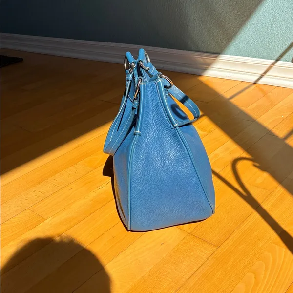 ADDITIONAL PHOTOS Prada Vitello Daino Moon Shoulder Bag Blue Leather Silver - Image 7
