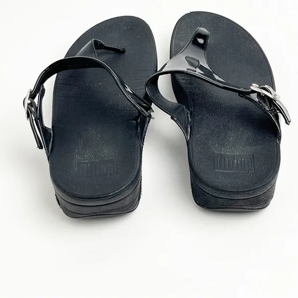 FIT FLOP Black Silver Buckle Thong Flip Flops 8 Beach Summer Spring - Image 8