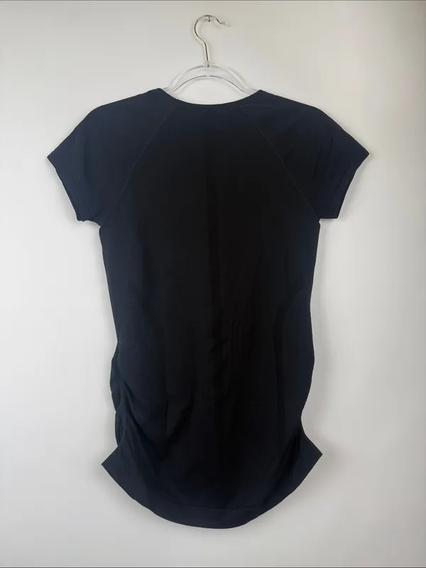 Athleta Speedlight Athletic Seamless Black Tee T-shirt Short Sleeve Ruched M - Image 6