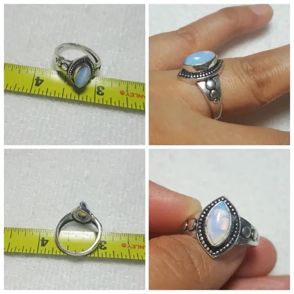 Sterling Silver Opalite Ethnic  Gemstone Ring size - 5.75 - Image 4