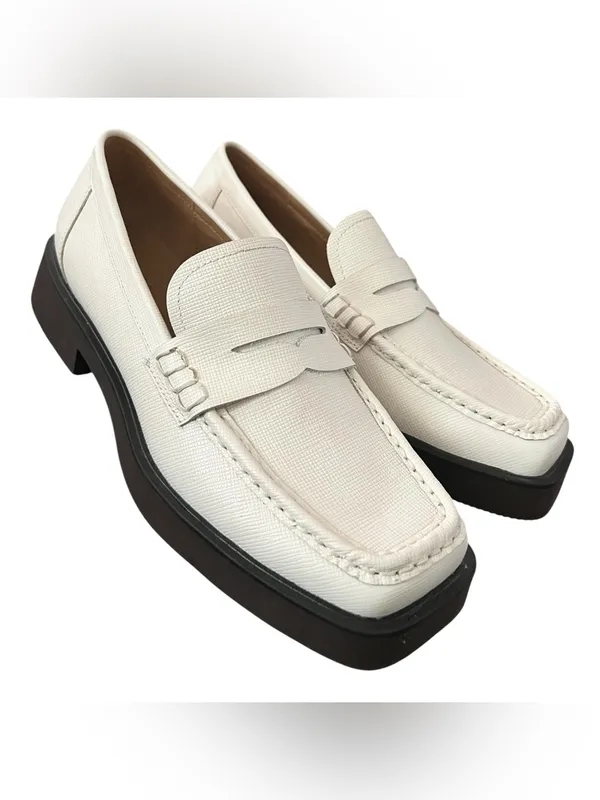 G.H. Bass Whitney Weejuns Penny Loafers Cream Textured Leather NWOB Women’s 8.5 - Image 2