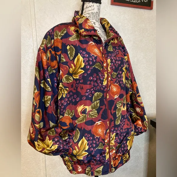 Vintage 80's EVR Crazy Sexy Cool Totally Rad Multi Color Windbreaker Jacket L - Image 13