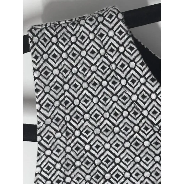 LOFT Black White Geometric Double Knit Jacquard Dress 8 - Image 4