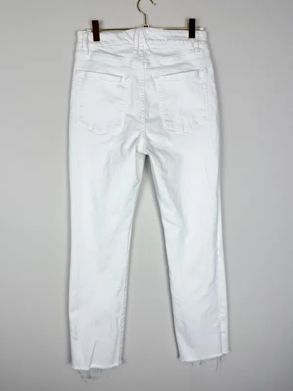 Good American Good Straight High Rise Raw Hem White Jeans Size 4/27‎ - Image 11