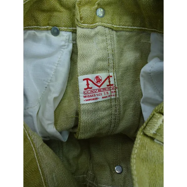 Maverick‎ Jeans Womens 7/8 Slim Mustard Yellow Vintage 70s High Waist USA Retro - Image 5