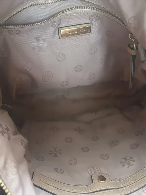 Tory Burch Tan Pebbled Leather Tote Shoulder Crossbody Bag Braided Handles - Image 2