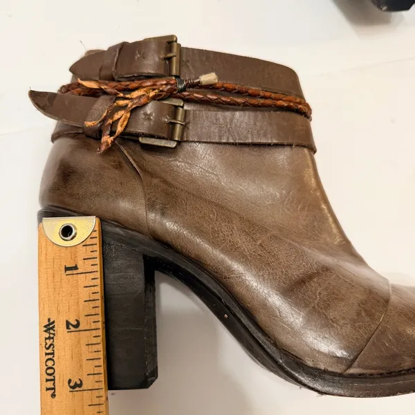 Freebird by Steven Lion Leather Braided Straps Ankle Booties Size 11 Distressed - Image 12