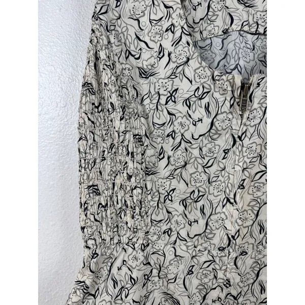 Girls from Savoy‎ Peplum Top Women Size 0 Cream Black Floral Halter Tie Back - Image 6