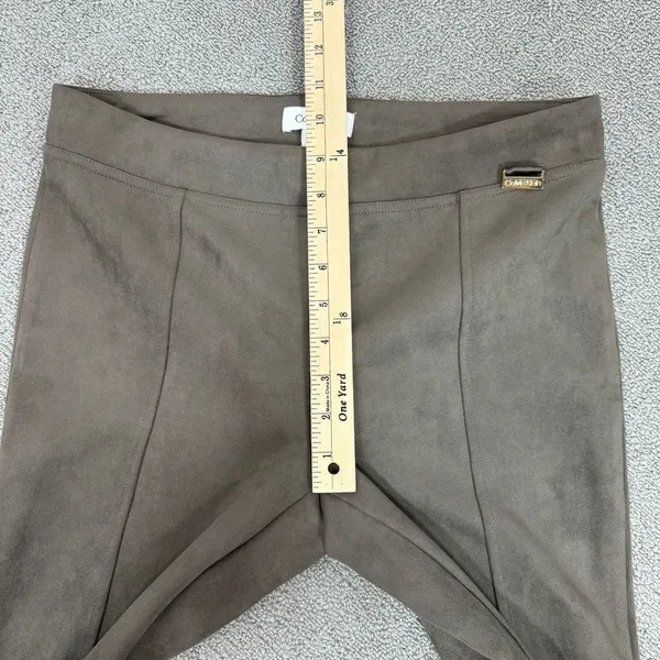 Calvin Klein Faux Suede Skinny‎ Pull On Pants Taupe Tan Small Leggings - Image 11