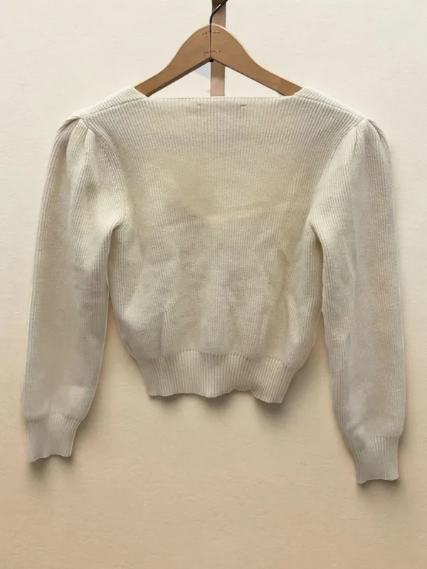 ASTR the Label Cream Ribbed Sweetheart Neck Ruched Bust Sweater Size‎ M - Image 2