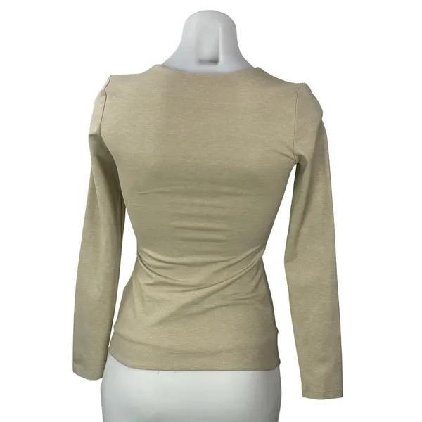 Aritzia Contour Women's Beige Long Sleeves Slim Crew Neck Tee T-shirts Top Sz S - Image 3