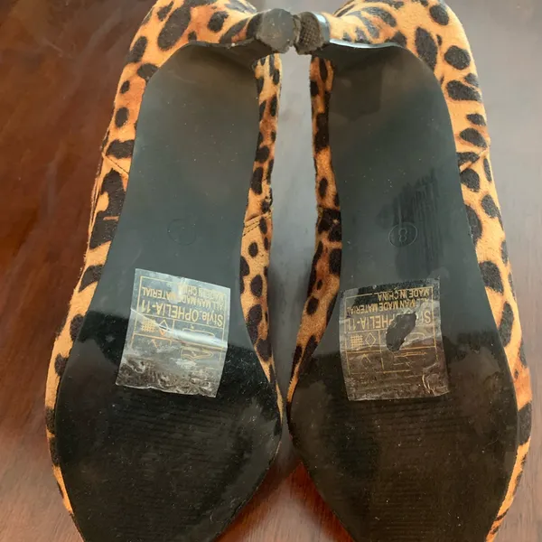 New York & Company Leopard Booties Black Size 8 - Image 5