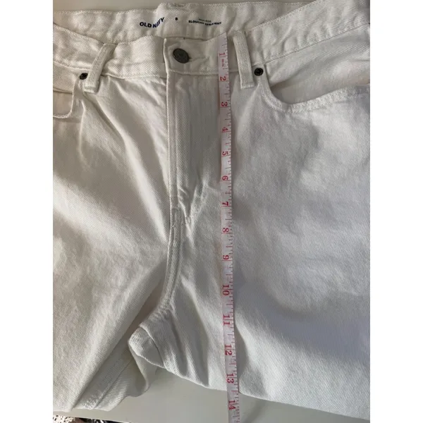 Old‎ Navy High-Rise Slouchy Straight Jeans White Cotton Denim Size 8 - Image 8